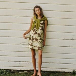Tuckernuck green and brown marlowe jacquard Sleeveless Dress medium